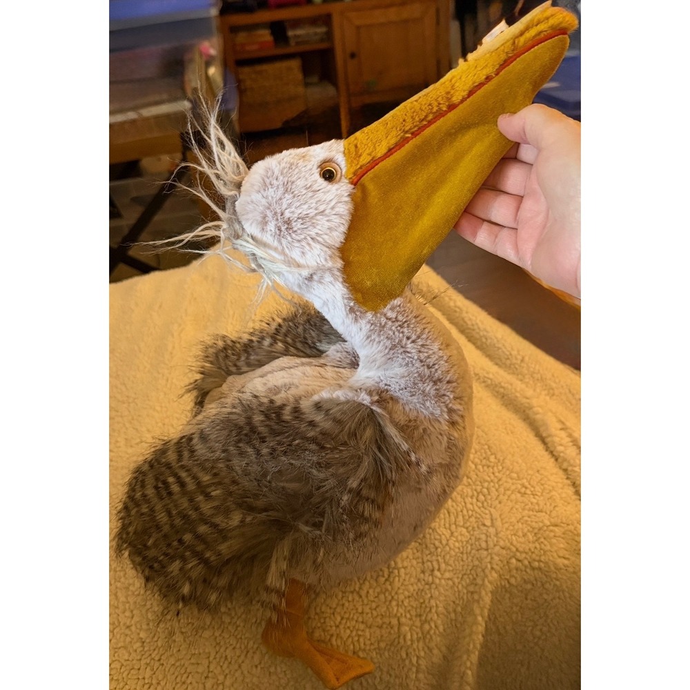 Moulin Roty Pelican Plush O/S Gray Yellow Tout Autour Du Monde Bird Toy